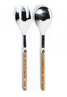 Rimu and paua salad server set