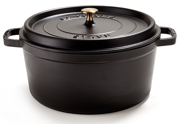 STAUB Cocotte Round Cast Iron Casserole, Black, 20cm