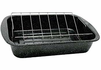 Graniteware enamel rectangular roaster and rack 47cm APPLEWOOD