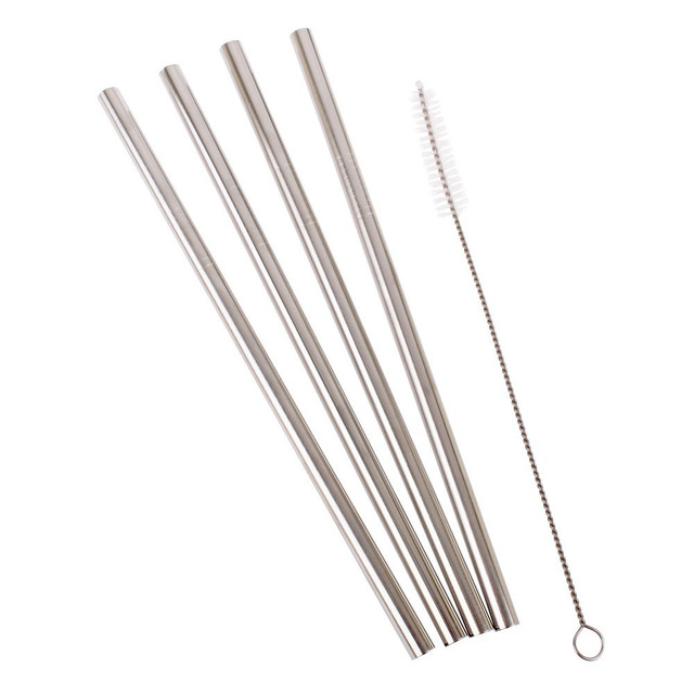 Stainless steel smoothie straw set