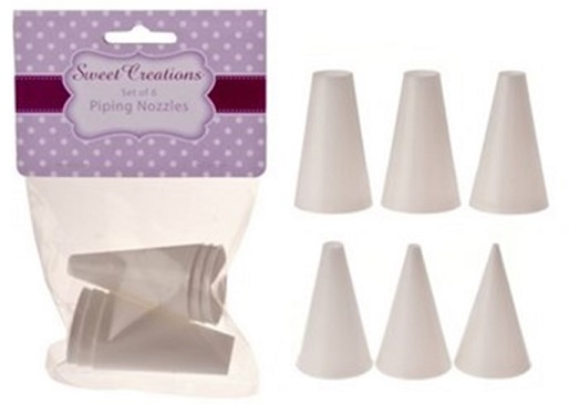 Sweet Creations plastic piping nozzles - Set of 6 plain dots
