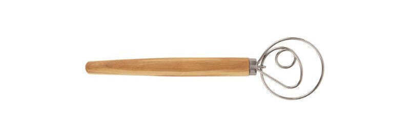 RSVP olive wood Danish dough whisk - 28cm