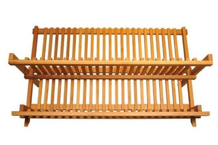 Agee foldable bamboo dish drainer