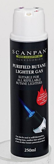 Butane gas refill cylinder