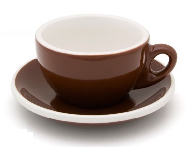 ACME cafe latte cup and saucer set - brown