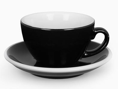 ACMC cafe latte cup and saucer set - black